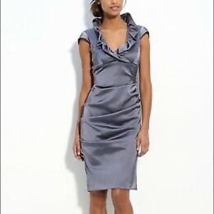 xscape sleeveless ruffled cocktail dress